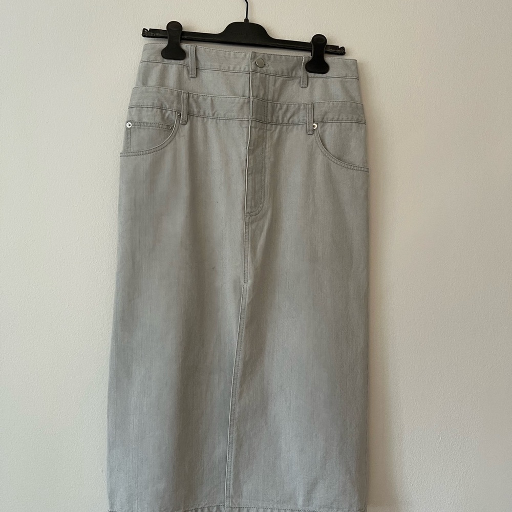 Tibi double denim grey skirt